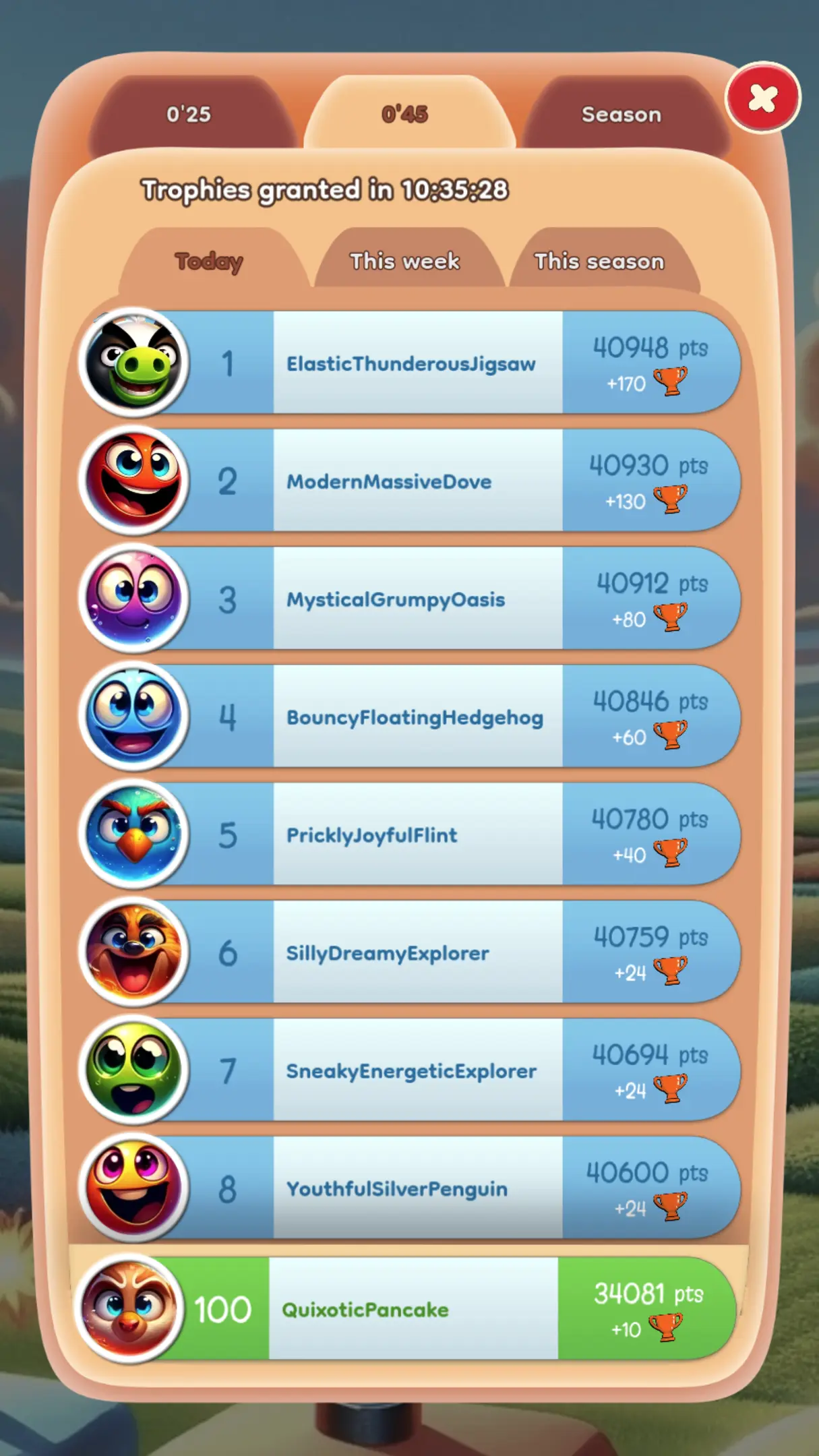Battle Squares: season leaderboards