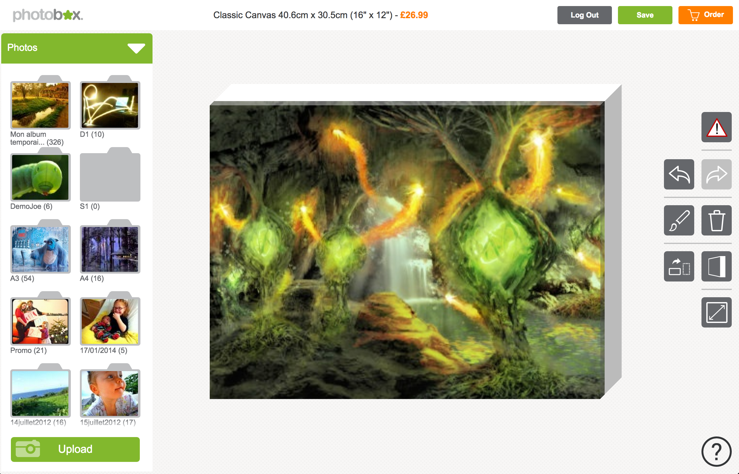 Photobox canvas editor