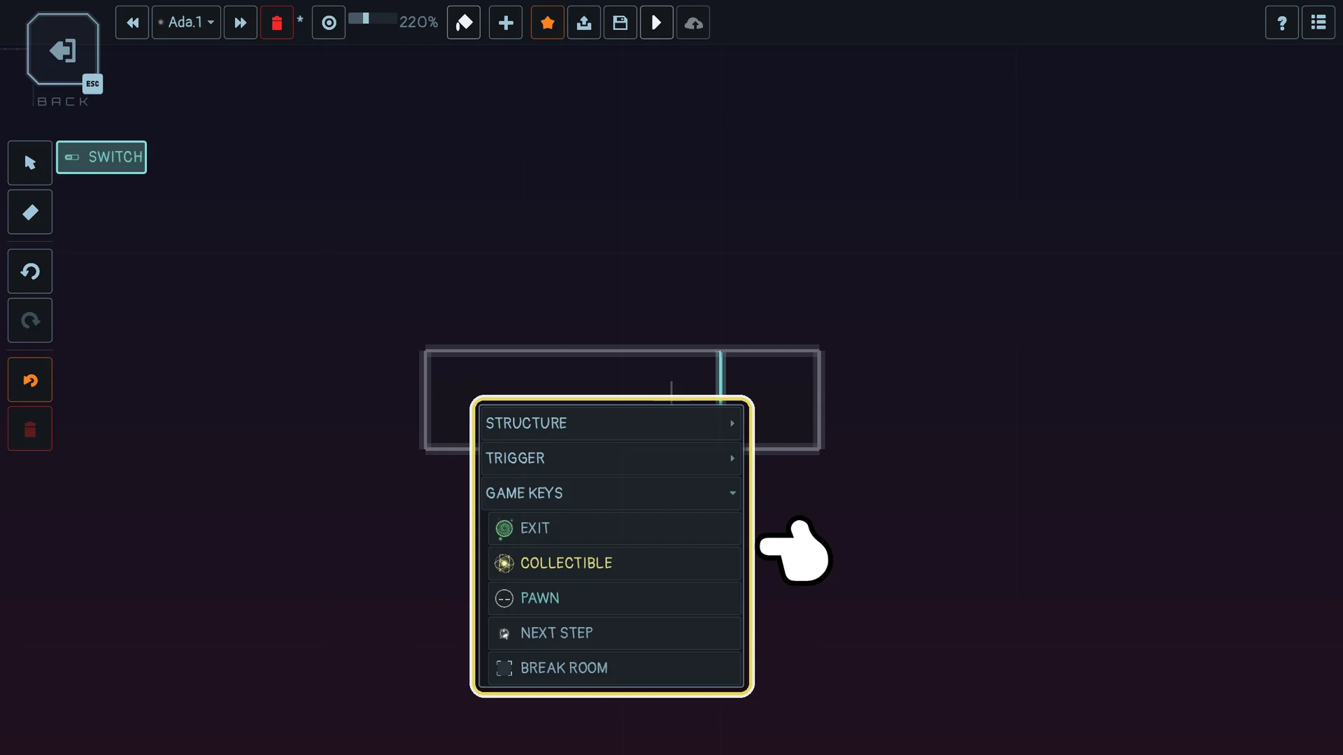 The GAME KEYS category