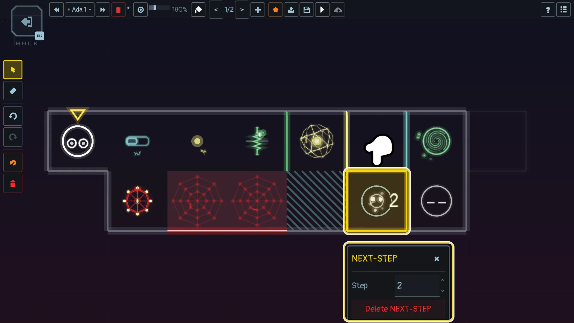 The pop-up of a portal: Step sets the step it opens