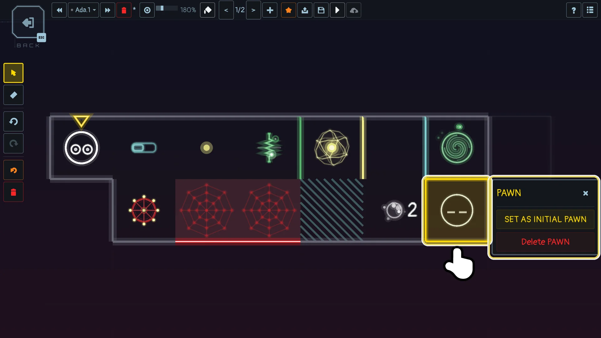 A second pawn: SET AS INITIAL PAWN makes the level start on it