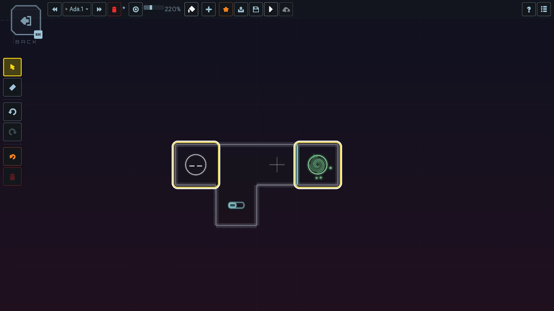 A complete first level: the pawn (left) and the exit (right)
