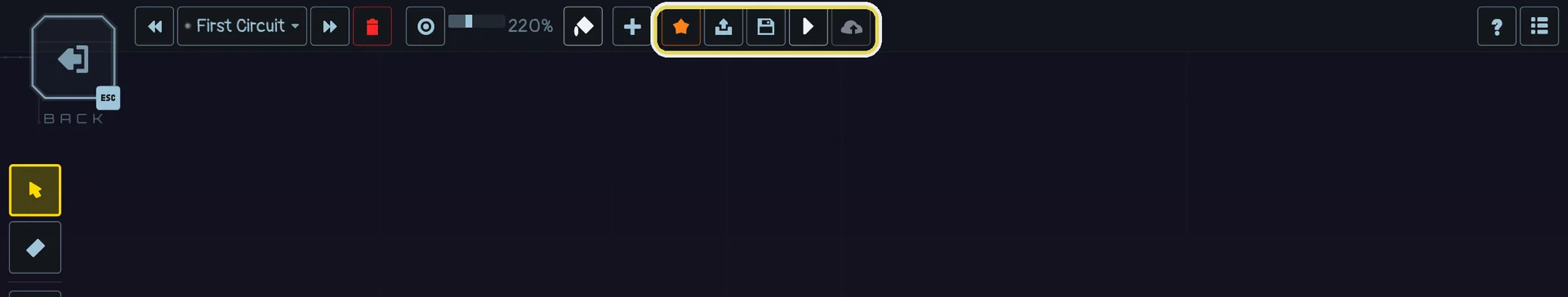 NEW, CLONE, SAVE, TEST and PUBLISH in the top band