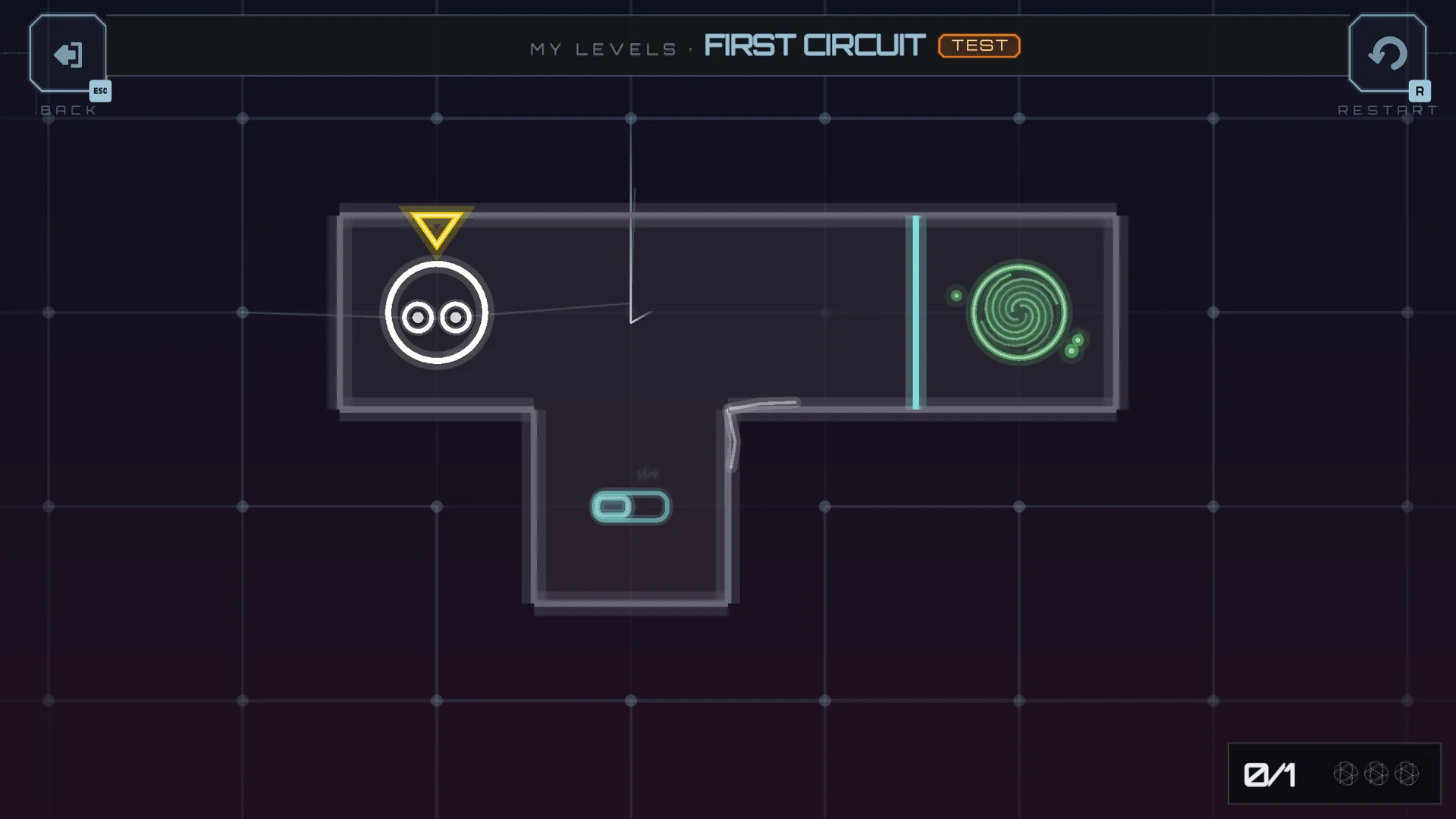 Testing the level: the pawn, the switch below and the closed door