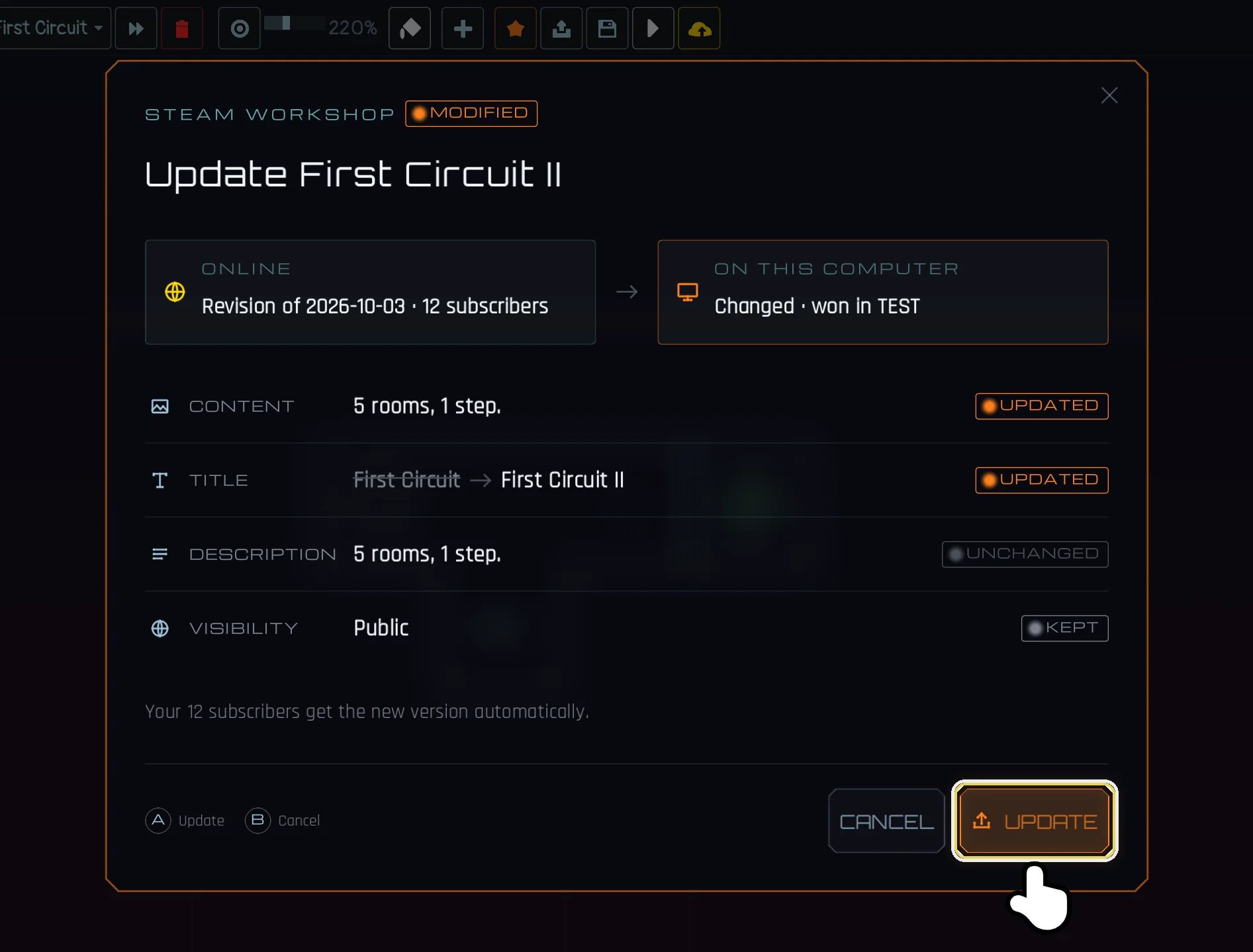 Updating: what is online against what is on this computer, field by field
