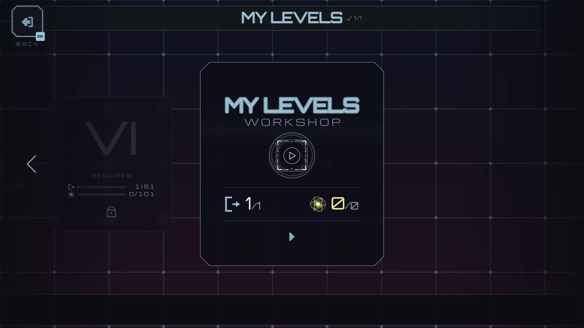 The MY LEVELS chapter in the chapter select